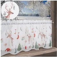 OTTO home Scheibengardine Olwyn (1 St), Stangendurchzug, transparent, weihnachtlich, transparent, bedruckt, schöne Haptik