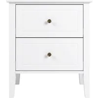Homfa Nachttisch Nachtschrank, Nachtkommode mit 2 Schubladen, weiß, aus Holz