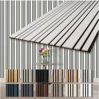 Hexim Wandpaneel, (Akustikpaneele 4 Stück 278x60cm Holz Mila - flexible Holzpaneele Platten Wanddeko Wand Kombipaneel Wandverkleidung Schalldämmung Akustikfilz weiß 6.68m² White)