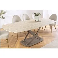 riess-ambiente Esstisch INCEPTION 130-190cm natur – oval, Keramik, Travertin, Metall (Einzelartikel, 1-St), ausziehbare Platte für 6–8 Personen – ideal für Esszimmer oder Küche