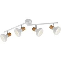 Reality Leuchten Deckenstrahler LATIKA, Strahler 4-flammig, exkl 4x E14 max 10W Deckenspot schwenkbar, Leuchtmittel wechselbar, warmweiß - kaltweiß, 2 schwenkbare Arme, Metall und Holzoptik Lackierung, Spot Licht