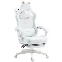 Dowinx Gaming-Stuhl Süße Katze Edition mit Katzenohren und Plüschtier (Packung), Ergonomischer Stuhl mit Hoher Rückenlehne und Lendenwirbelstütze