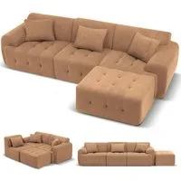 COMHOMA Sofa Ecksofa, Modulares Sofa, 2 Sitzer Bodensofa Couch mit Kissen Armlehne, für Wohnzimmer, vakuumverpackt