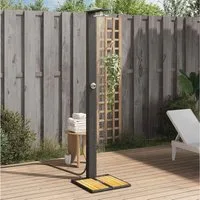 furnicato Gartendusche PE-Rattan Echtholz 50x55x224 cm Schwarz (1 St)