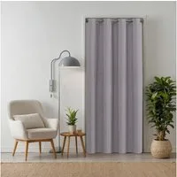 tinycurtains Türvorhang für alle gängigen Türgrößen, Thermovorhang (ohne Stange) Türgardine (1 St), Ösen, abdunkelnd, 100% Polyester, blickdicht hellgrau Moonlight 195x150cm für Tür, Schrank & Fenster