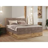 MKS MÖBEL Boxspringbett WOOD CLASSIC KING (Packung, Set, Topper T25/Visco, hohe Kopfteil, Multipocket-Matratze), Polsterbett, zwei Bettkästen, Möbelplattenelementen