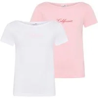 KangaROOS T-Shirt 2er Pack T-Shirts mit modischen Ausschnitt (Packung, 2-tlg., 2) Basic Schnitt, Kurzarm, U-Boot-Ausschnitt, aus Baumwolle