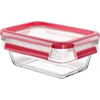 Emsa Aufbewahrungsbecher Clip & Close Glas, Glas, Polyprophylen (PP), (2-tlg), 0,45 Liter, rechteckig, Stapelkante, backofengeeignet, auslaufsicher