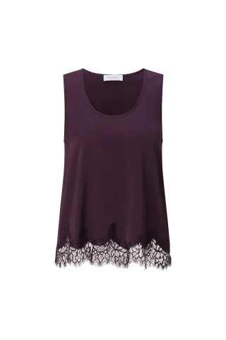 Rich & Royal - Satin Top with Lace mulberry - Gr. - 42