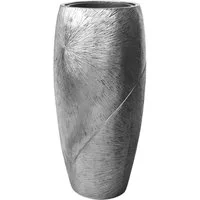 VIVANNO Bodenvase Fiberglas ROYAL Rund - Solissilber Mit Muster (1 St), 33x73 cm