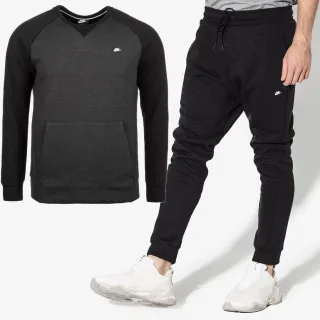 Nike Sportswear Optic Herren-Fleece-Crew-Trainingsanzug in Schwarz