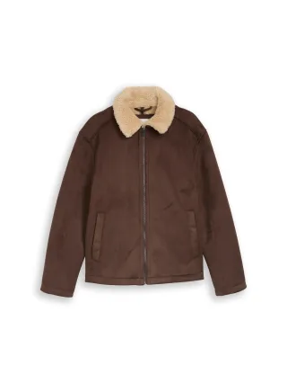 Denim Tom Tailor - Relaxed Fit Jacke in Wildleder-Optik cool dark brown - Gr. - XL