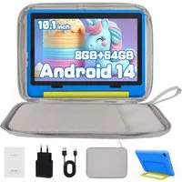 BUFO 10'' Android 64GB 1280x800 HD IPS WiFi 6 Lern Kinder Tablet (10", 64 GB, Android 14, 5G WiFi, Kids Bumper Blau, Elterliche Kontrolle, Anti-Blaulicht)