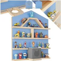 tectake Wandregal Tonie Regal in Haus-Optik, 50 x 15,5 x 60 cm, mit Magnetstreifen, Tonieboxregal Mylittle Story 1-tlg., für bis zu 50 Tonies, abgerundete Ecken, mit integrierter Kabelführung