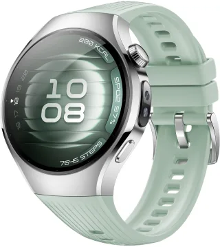 Huawei Watch 5 [inkl. Kautschuk-Armband grün] 42mm Edelstahlgehäuse silber