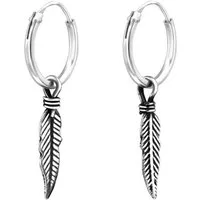 Order & Smile Schmuck Paar Ohrhänger Creolen Feder: Silber Boho Ohrringe
