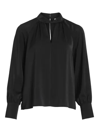 VILA - VIELMA HALTERNECK L/S TOP black - Gr. - 34