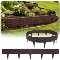 Huracan Beetumrandung Kunststoff Rasenkante Rattan-Optik, Beeteinfassung Beetumrandung Gartenpalisade, Wetterfeste UV-beständige Beetzaun Randsteine, Flexible Steckmontage für Blumenbeete Rasen Garten