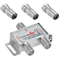 Poppstar Sat-Verteiler Splitter analog/digital SAT-Antenne (Umschalter 2-fach für TV Antenne Satellit Kabel Fernseher Radio LNB)