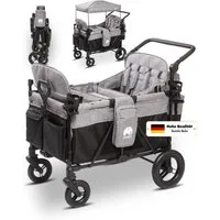 elvent Bollerwagen ComfortPlus 4, Kompakt faltbar, Für bis zu 4 Kinder, Ideal für Familien-Abenteuer
