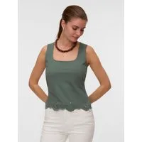 Vero Moda Spitzentop VMLOUISE SL SQUARE NECK TOP JRS Baumwolle, regular fit