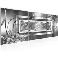Runa Art Wandbild Bilder Abstrakt 120 x 40 cm auf Vlies Leinwand Grau Silber 108033b, 120L x 40B cm