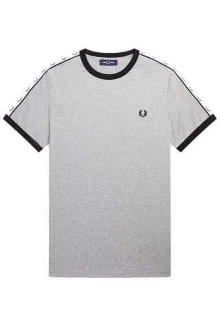 Fred Perry Herren Taped Ringer T-Shirt Stahl Marl
