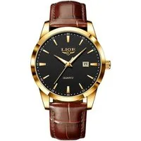 Tidy Quarzuhr Lige 89143 Herrenuhr Quarz Zifferblatt Schwarz Lederarmband 89143