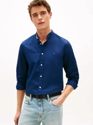LI BLEND STAND COLLAR SHIRT Carbon Navy - Gr. - L