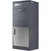 Zelsius Paketbriefkasten RAL7016 Anthrazit mit Edelstahl Elementen, mit Diebstahlsperre