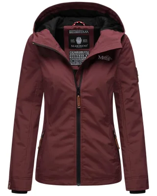 Marikoo Damen Übergangsjacke leichte wind- und wasserabweisende Jacke mit Kapuze Weinrot