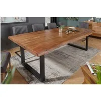 riess-ambiente Baumkantentisch MAMMUT 220cm natur/schwarz - Akazie, Massivholz, U-Gestell, handmade (Einzelartikel, 1-St), Industrial Design & bis zu 10 Personen – ideal für Dein Loft-Esszimmer