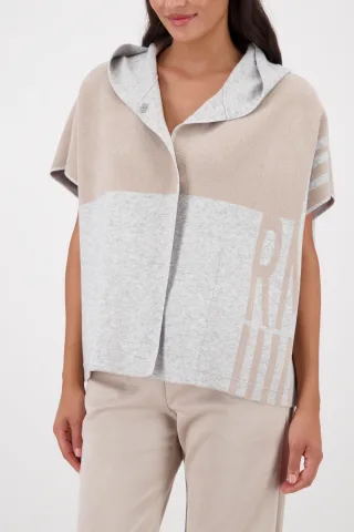 monari - Strickcape mit Colorblocking light steel melange - Gr. - 46