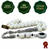 M-Punkt24 Kettenanhänger Tesbih Tespih Naturstein Küre Rund (Gebetskette, Rosary, Subha Misbah), Design Püskül, inkl. ETUI, *SONDERPREIS WEGEN PRODUKT NEUHEIT*