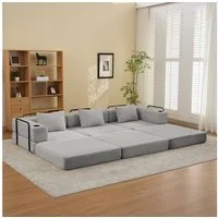 Vankel Sofa Sofas Wohnzimmer, Schlafsofa aus Cord weich & platzsparend, Modulares Sofa mit Bettfunktion, weich & flexibel