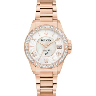 Bulova Marine Star Damenroségold Uhr 98R295