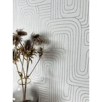 Newroom Vliestapete Livino Hellgrau Tapete Mustertapete Grafik, Linien, Leicht glänzend, strukturiert, Retro