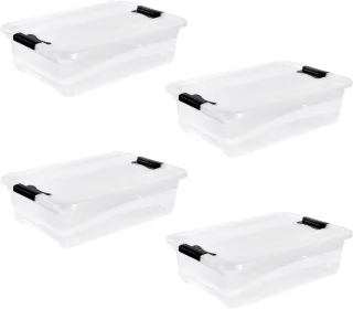 keeeper Aufbewahrungsbox "Cornelia, 4er Set, 28 L, 59,5 x 39 x 19,5 cm" durch Clips verschließbar, Griffe am Boden