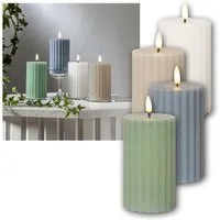 world-trading-net LED-Kerze 4er Set LED Stumpenkerze STRIPE ws/bg/gr/bl, Timer