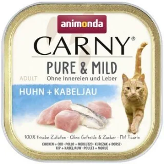 animonda Carny Nassfutter Katze Adult Pure and Mild Huhn und Kabeljau 32x100 g