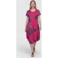 PEKIVESSA Sommerkleid Luftiges Strandkleid mit asymmetrischem Saum und lässigem Mandala-Muster im Ethno-Look