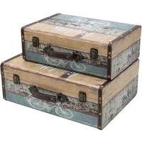 HMF Aufbewahrungsbox Handgefertigter Vintage Koffer aus Holz, Deko Koffer (versch. Größen), Geschenkkoffer im Fahrrad Design
