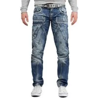 Cipo & Baxx Regular-fit-Jeans Herren Regular Fit Hose Stonewashed BA-CD391 (1-tlg) Aufwendiges Design