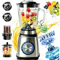 Forrlite Standmixer 2026 Neu Standmixer,Smoothie Maker Maximalstufe 2000W,Glas VitaBoost, 2000 W, Edelstahl Milchshaker Blender 1,5 L,Eiscrusher,6-Klingen für Ice Püree