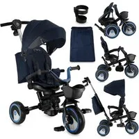 MoMi Dreirad-Kinderwagen Ivi, 360° drehbarer Sitz & höhenverstellbare Schiebestange