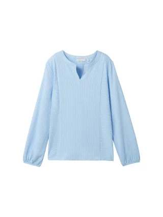 Tom Tailor - Bluse mit Streifenmuster blue white thin stripe - Gr. - XXXL
