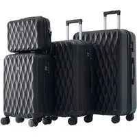 OKWISH Trolleyset Hartschalentrolley, 4 Rollen, (S-M-L-XL-Set, 4 tlg., Gepäck mit Kosmetiktasche, Hartschalen-Koffer, Rollkoffer), Mit Zahlenschloss und Universalrad, Teleskopstiel