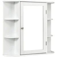 COSTWAY Spiegelschrank Badezimmerschrank mit Spiegeltür&Ablagen, hängend weiß