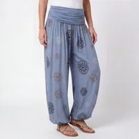 OriginalYou Haremshose Pluderhose für Damen leichte Haremshose sommerliche Yogahose Middle Waist, mit elastischem Bund, weites Bein
