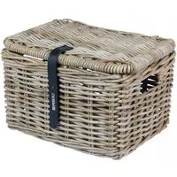 Basil Fahrradkorb Basil Dax S Vorderradkorb Grau Rattan grobmaschig mit Deckel 37x27x24